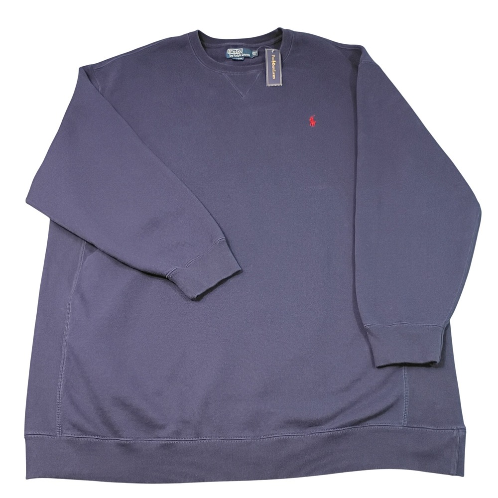 Polo Ralph Lauren Mens 2XLT Tall Navy Blue Fleece Crewneck Sweatshirt NWT